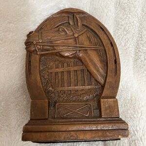 Wooden Horse Head Bookend